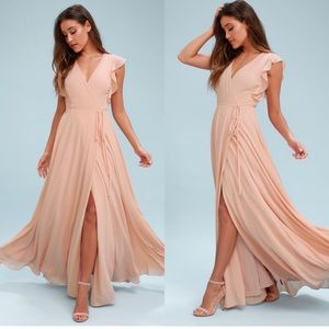 Lulus Blush Wrap Maxi Dress